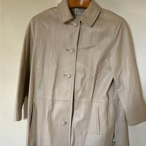 Rocco D'Amelio Taupe Leather Button-Front Coat